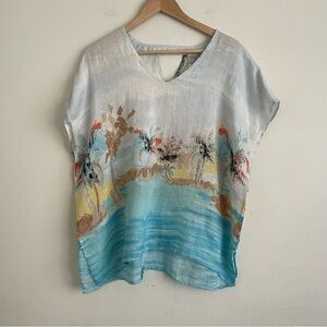 Chico's Palm Tree Linen Poncho Size S/M